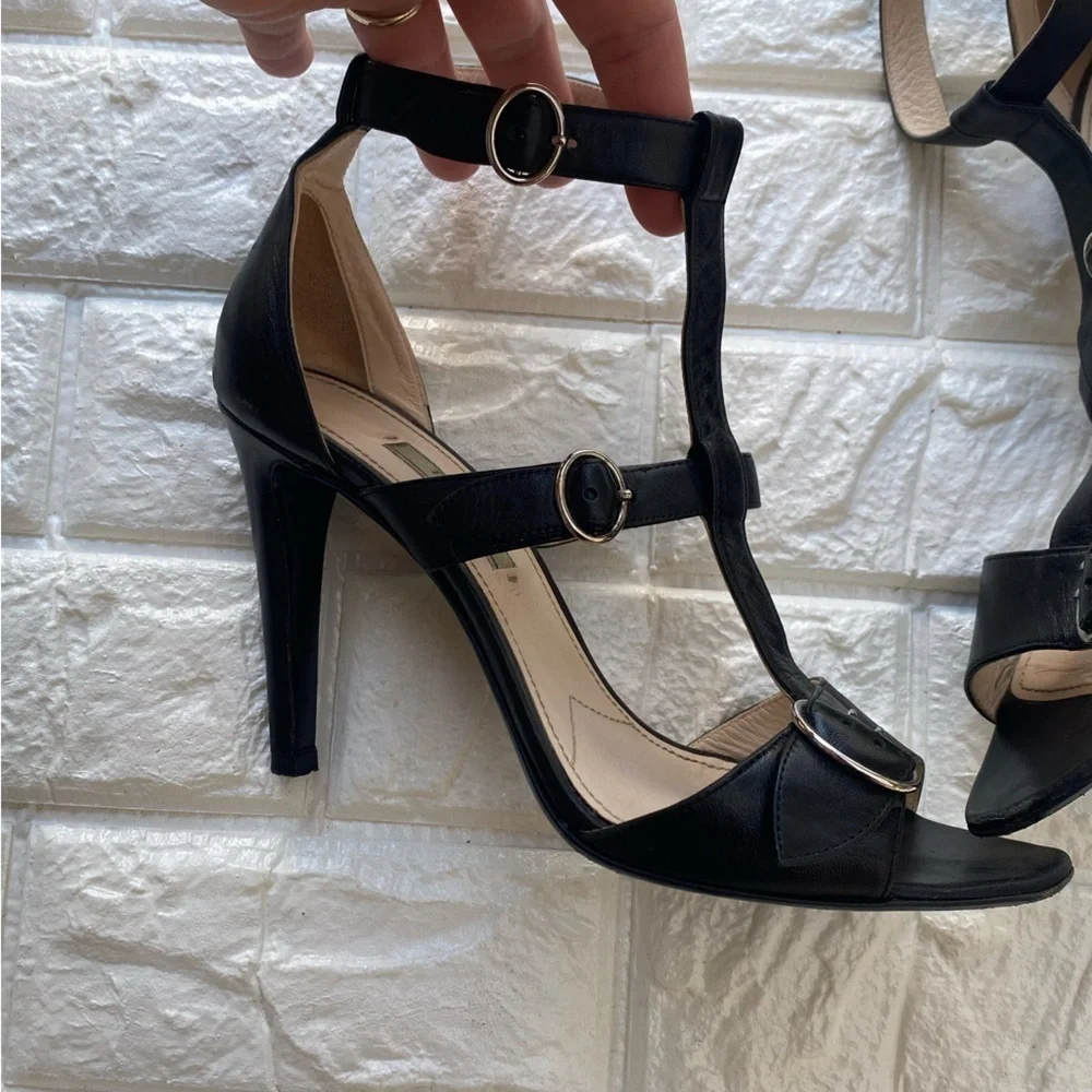 PRADA Milano Italy Leather Ankle Strap sandals 39